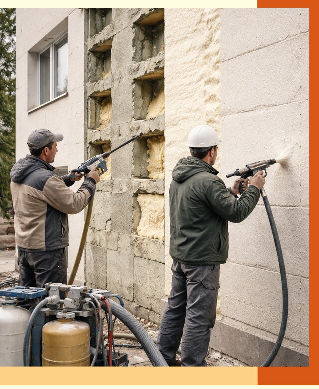 Заполнение пустот фасада в Феодосии от 4571 руб. — утепление пустот облицовки | ТепломастерФдс